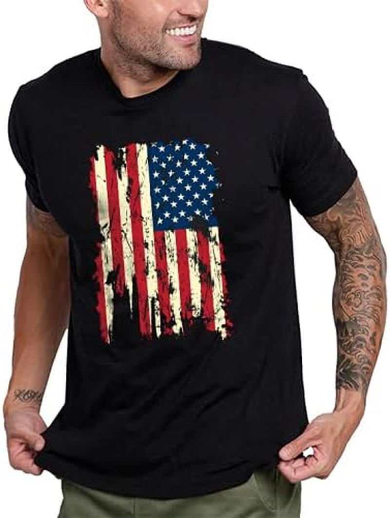 Men American Flag Patriotic Eagle T Shirt 4Th of July Skull round Neck Short Sleeve