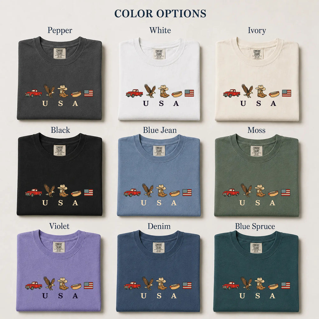 Celebrate Independence Day in Style with the ChicCotton USA Icons Graphic T-Shirt - Vintage Comfort for Every Occasion!