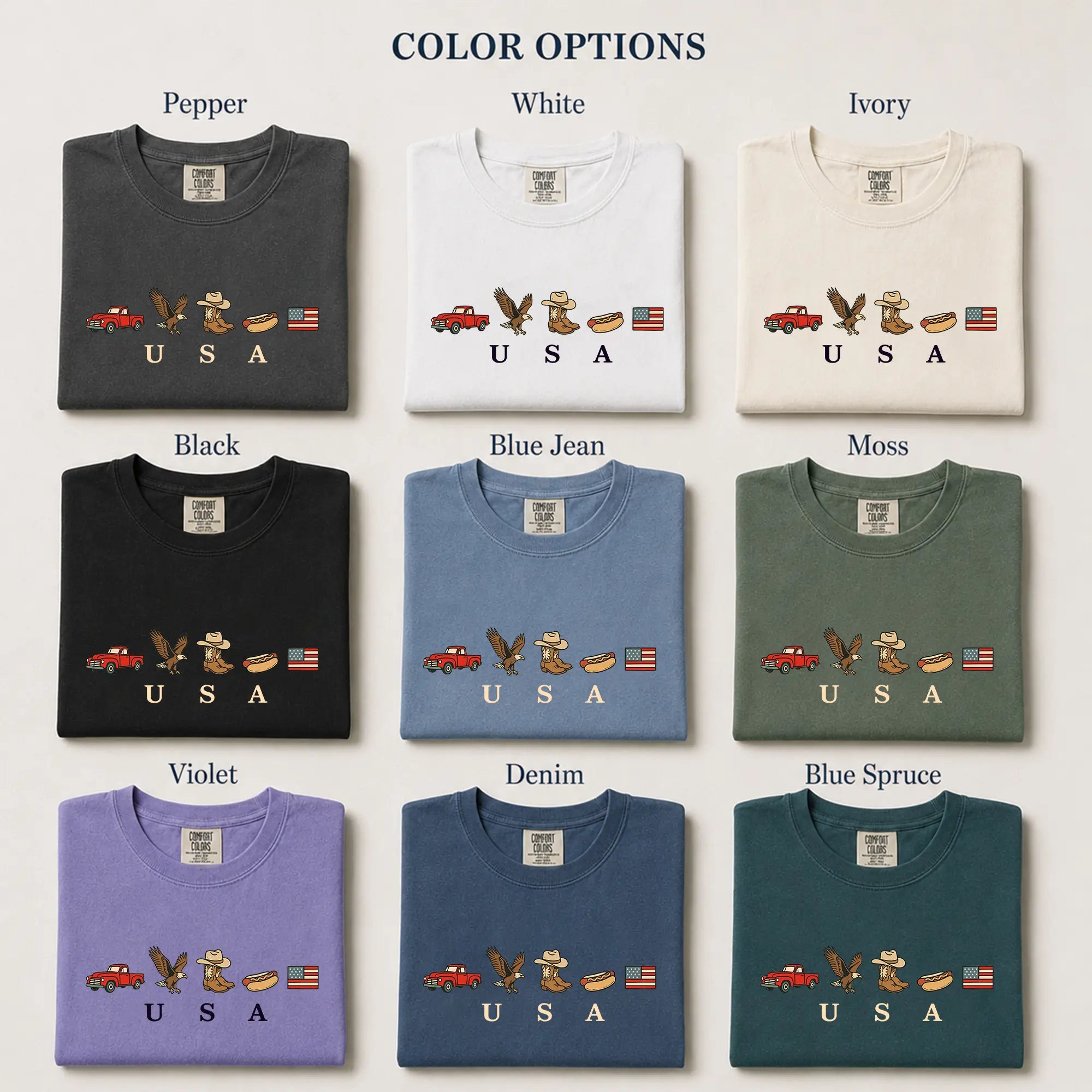Celebrate Independence Day in Style with the ChicCotton USA Icons Graphic T-Shirt - Vintage Comfort for Every Occasion!